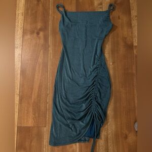 Teal Ruched Maxi Dress